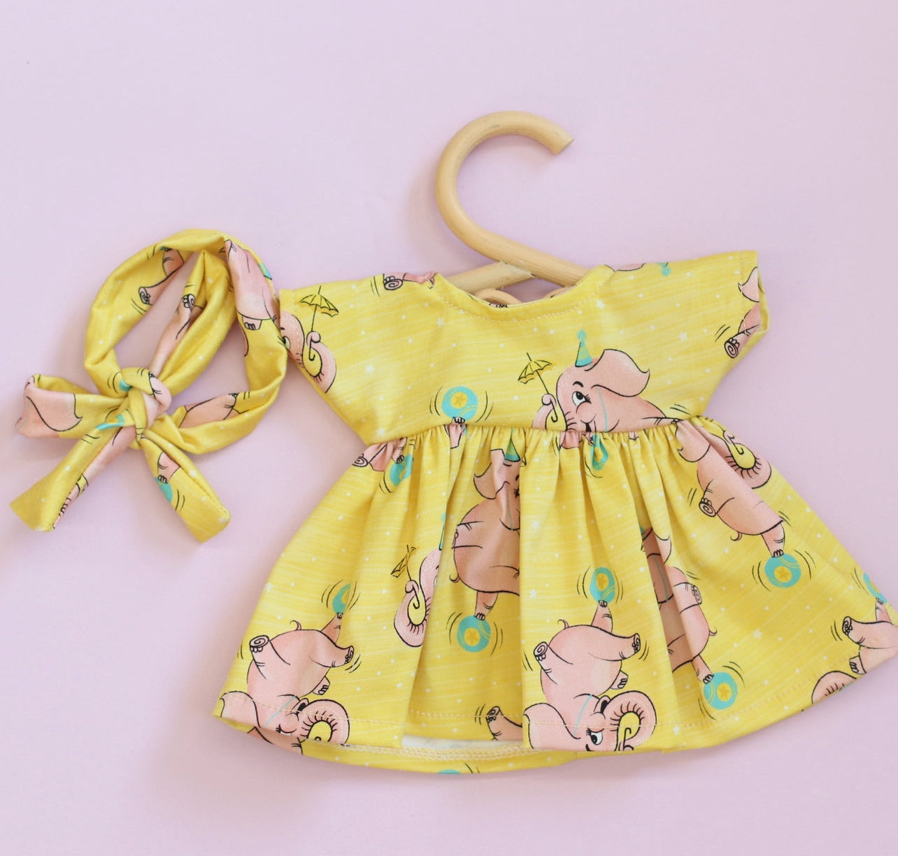 Chloe dress + Head wrap in Vintage Elephants