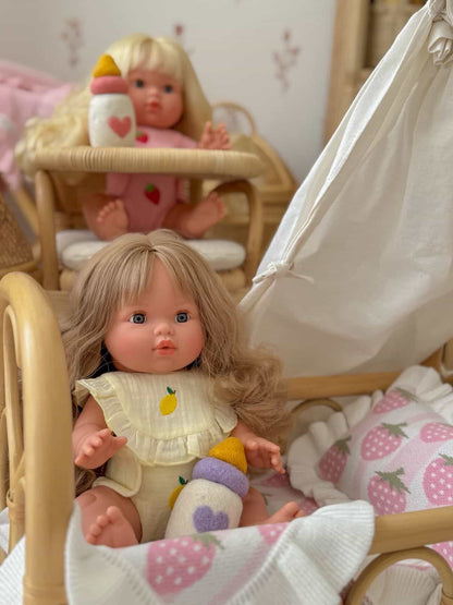 🍋 Lemon Frilled Bib & Diaper Doll Set - Fits 34-38cm Minikane Gordis, Mini Colettos, Llorens dolls