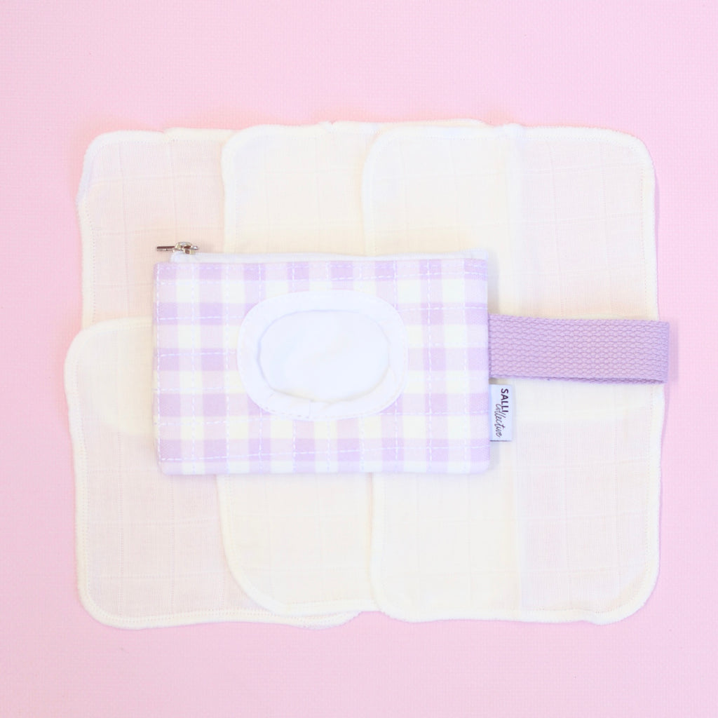 Dolly baby wipes set - Purple Gingam