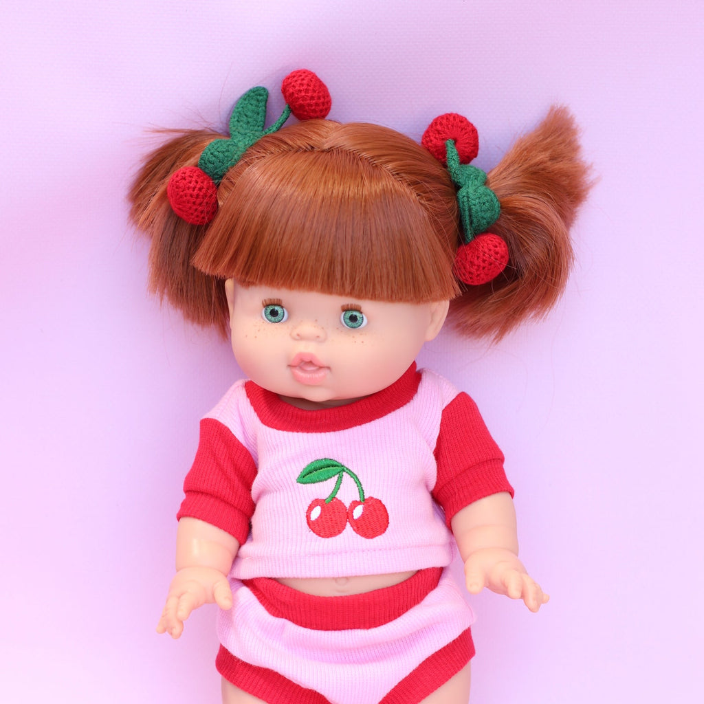 Doll Crochet Cherry hair ties - pack of 2