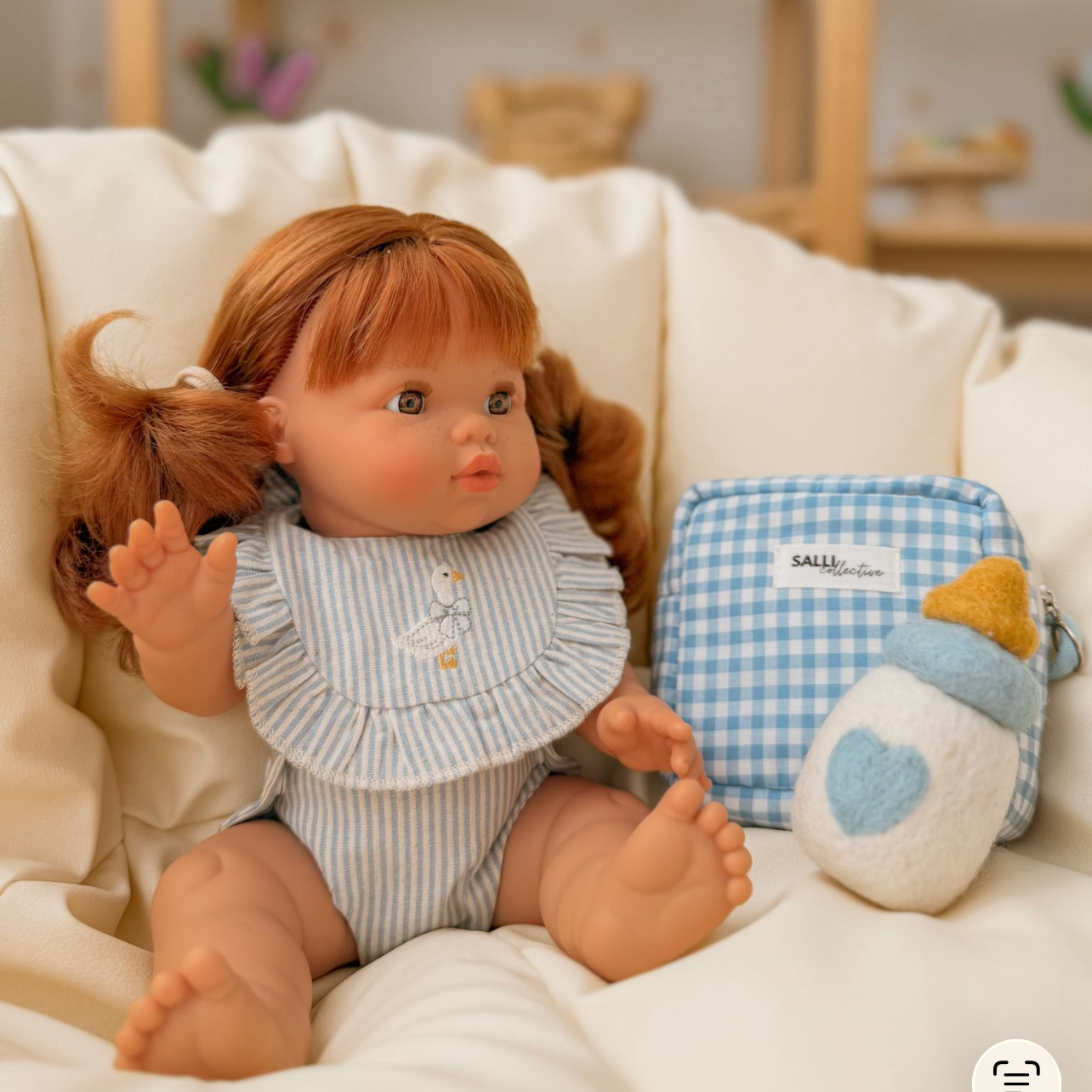 PRE ORDER Blue striped Goose Bib + Diaper set