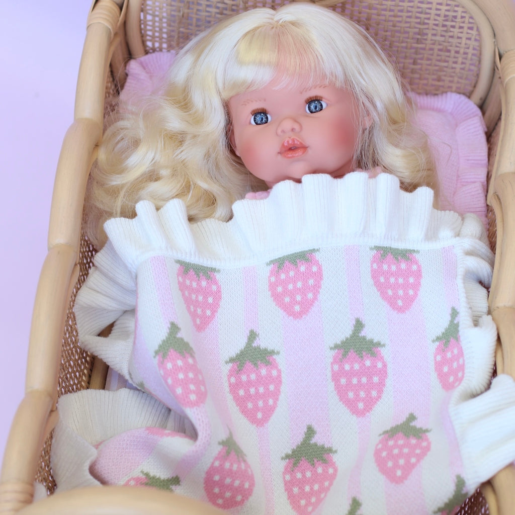 IN STOCK Strawberry frilled doll Blanket
