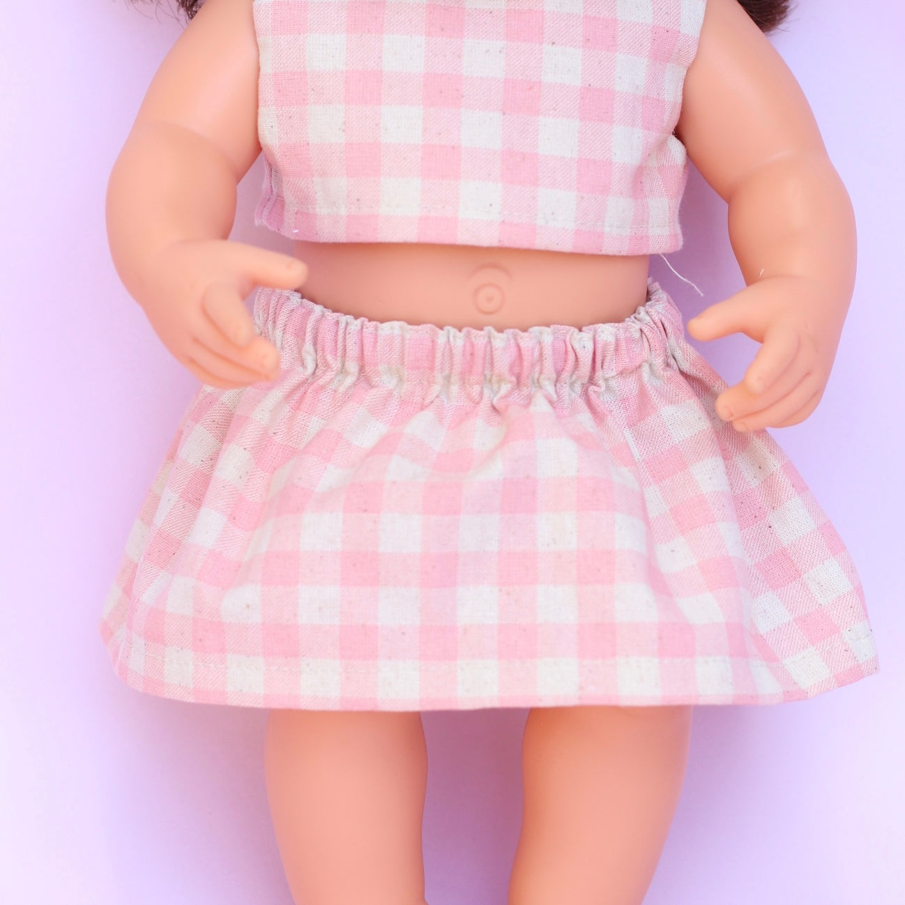 Two piece set + Head wrap in Pink Gingham