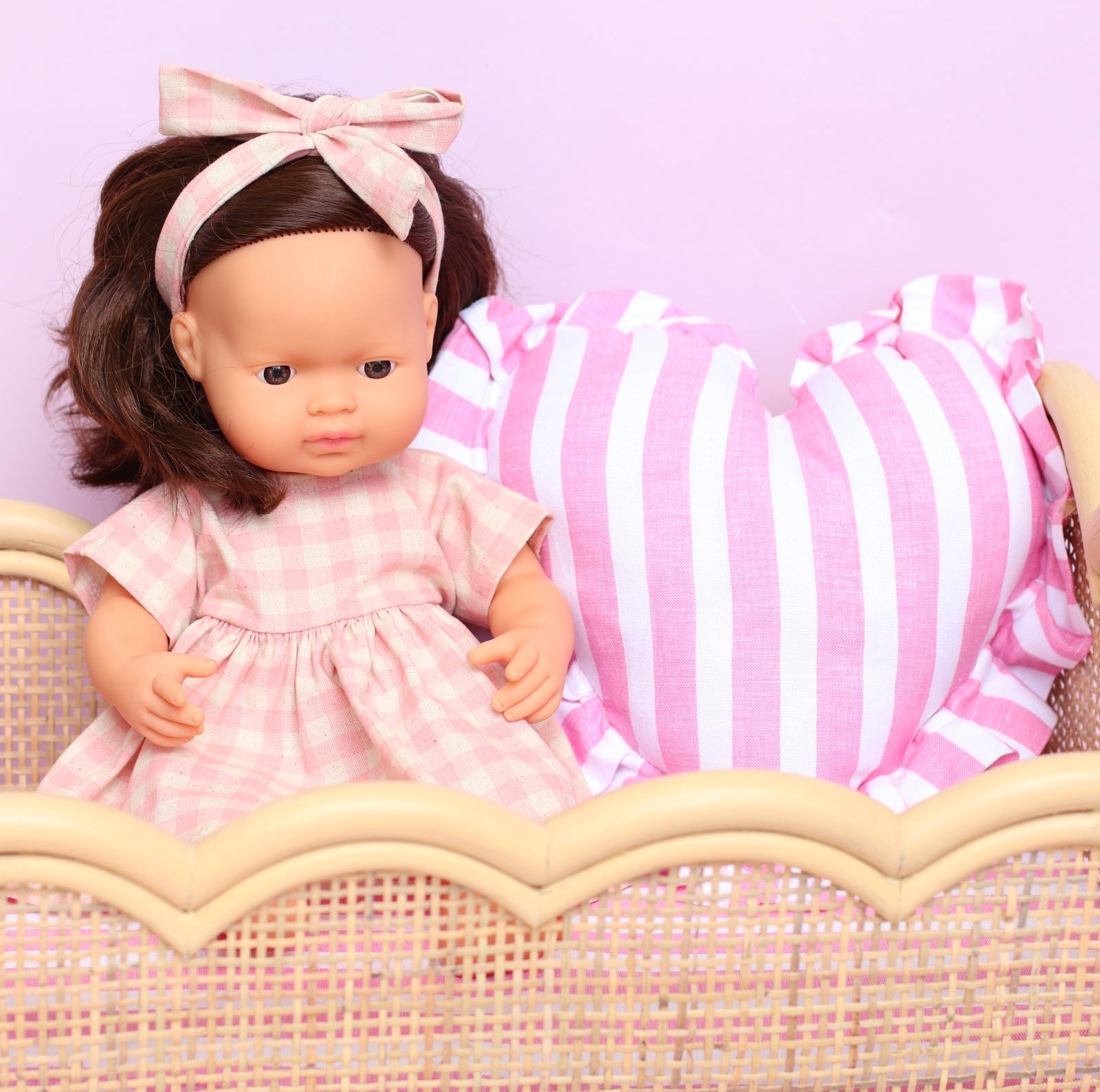 Chloe dress + Head wrap in Pink Gingham