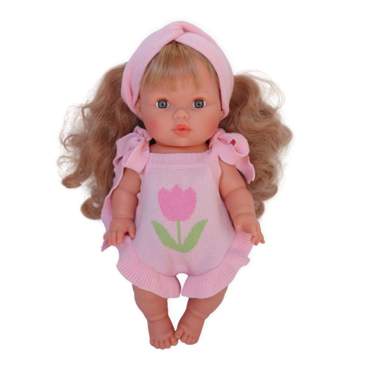 PRE ORDER Pink knitted doll knot headband - Fits 34-38cm Minikane Gordis, Mini Colettos, Miniland Dolls, Llorens dolls