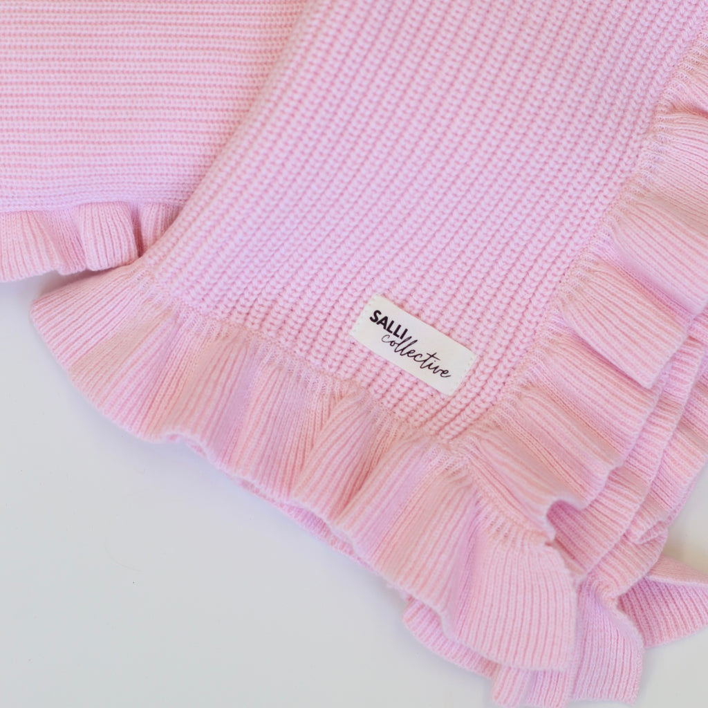 IN STOCK Powder Blush Luxe Pink frilled Dolly Blanket