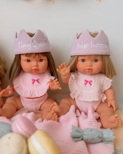 Hip Hooray cotton doll crown -Powder Pink and Mauve