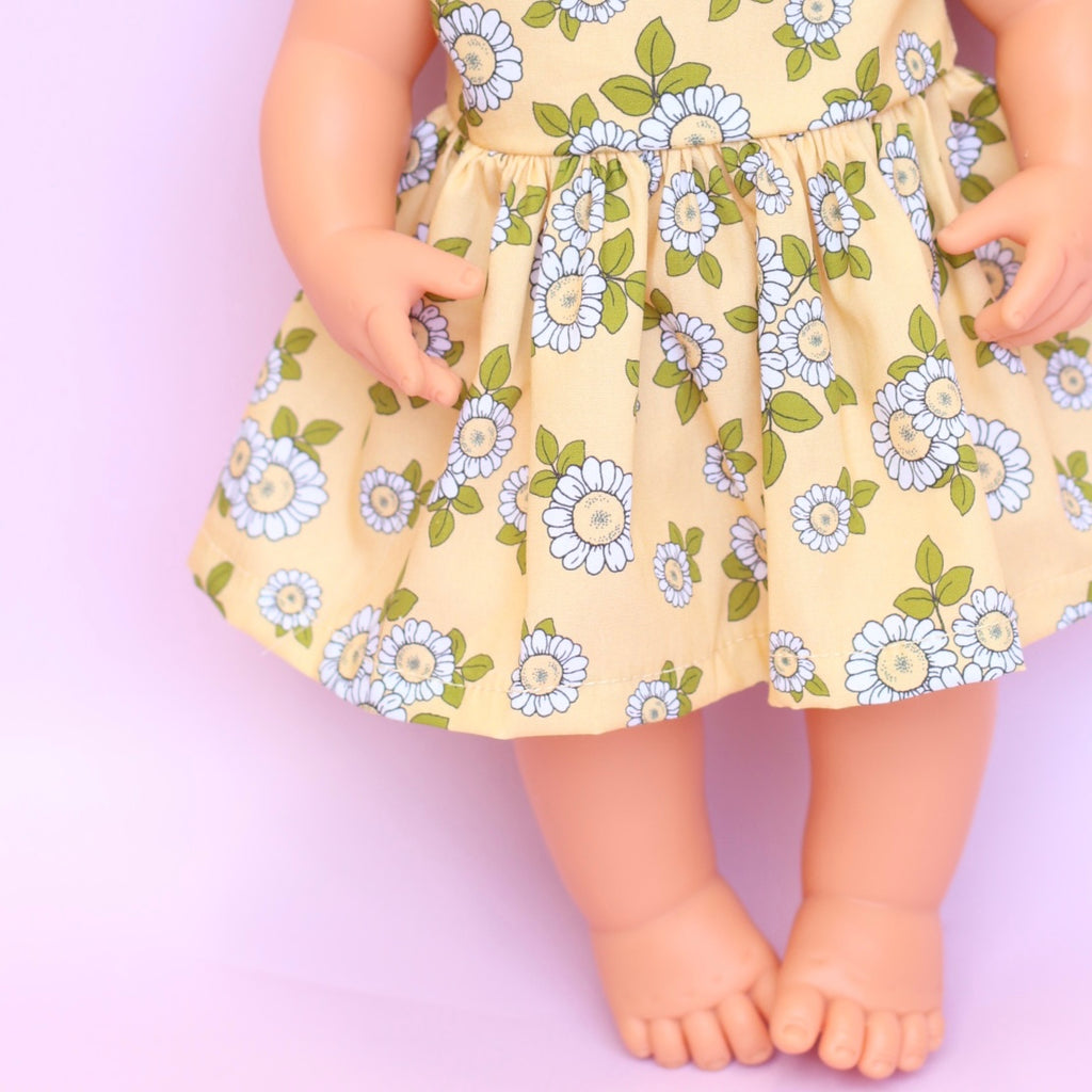 Lined bodice dress + Head wrap in Daisy