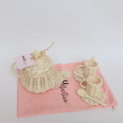 Dolls sized Rattan Tea set