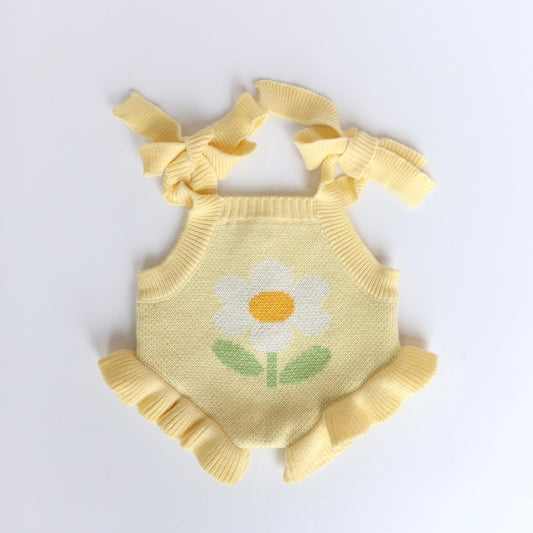 PRE ORDER Garden girls Doll buttercup yellow knitted Romper Dolls clothes - Fits 34-38cm Minikane Gordis, Mini Colettos, Miniland Dolls, Llorens dolls