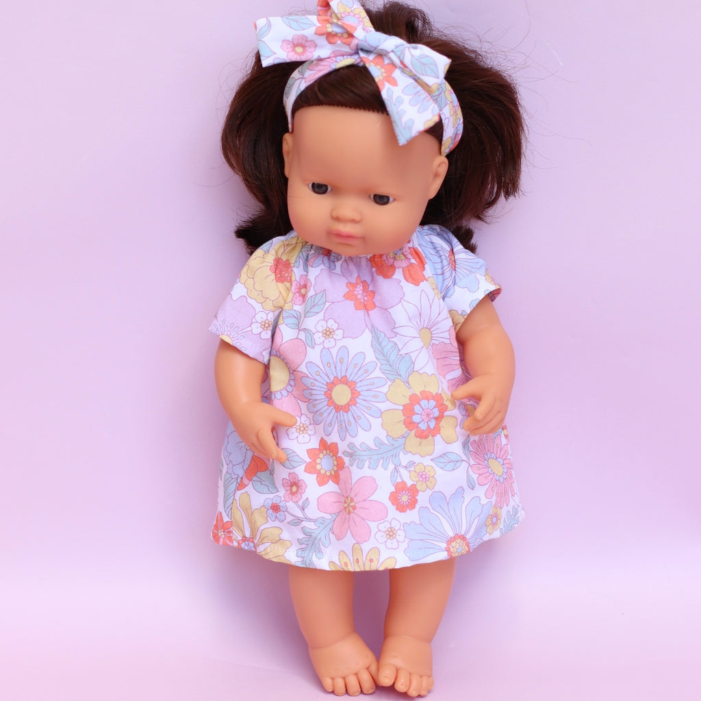 Lulu Smock + Head wrap in Vintage petal garden