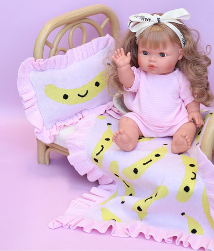 ON SALE Frilled Smilie Banana doll Blanket + Pillow set