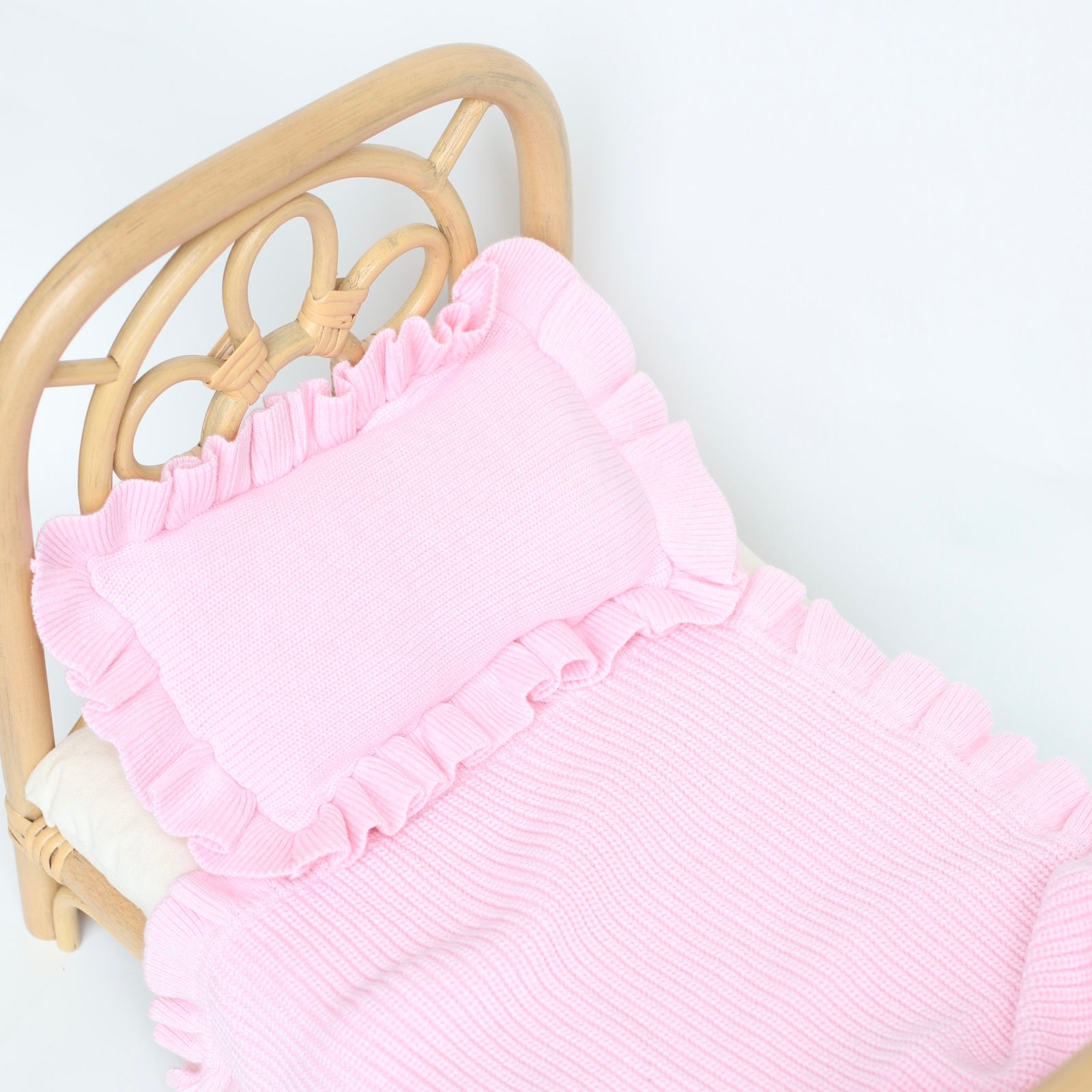 IN STOCK Pink frilled doll blanket + Pillow set