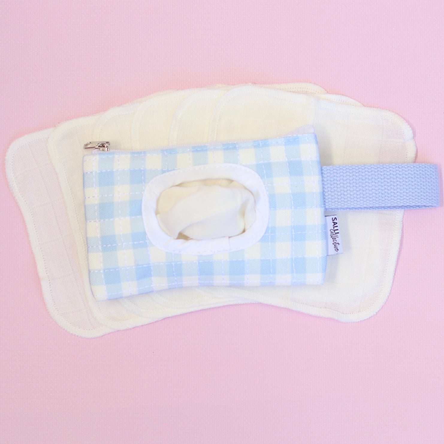 Dolly baby wipes set - Blue Gingham