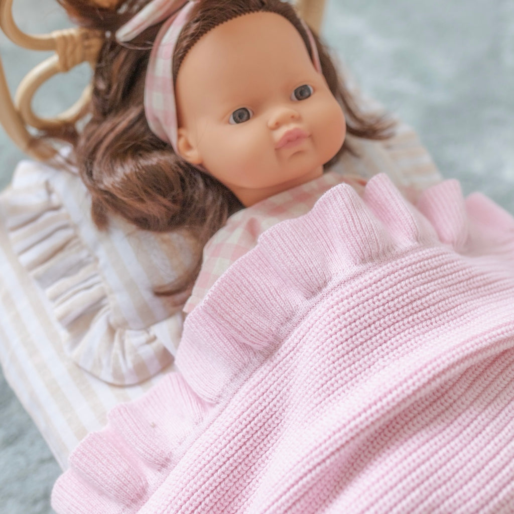 IN STOCK Powder Blush Luxe Pink frilled Dolly Blanket
