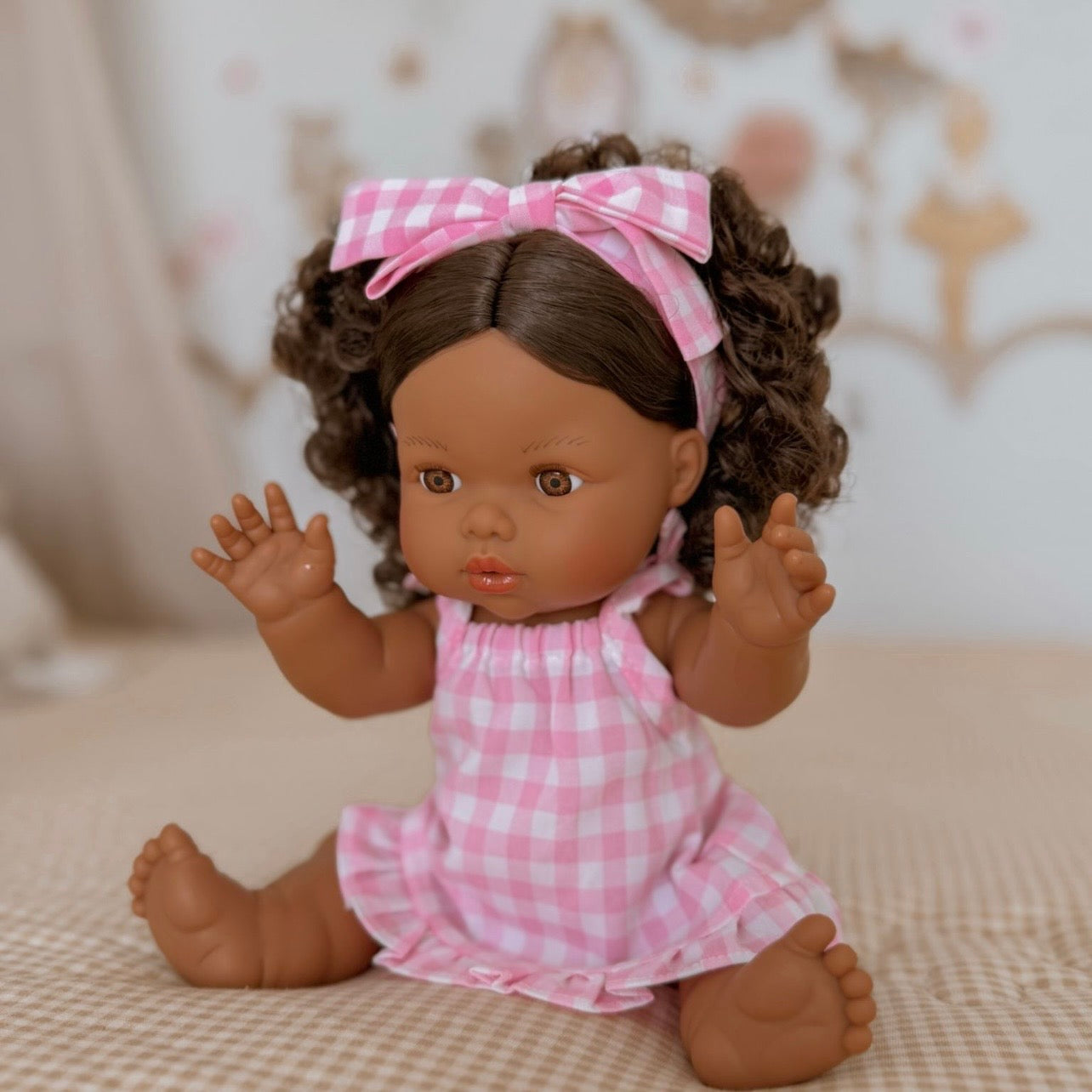 PRE ORDER Pink Gingham Sun dress set + Bow