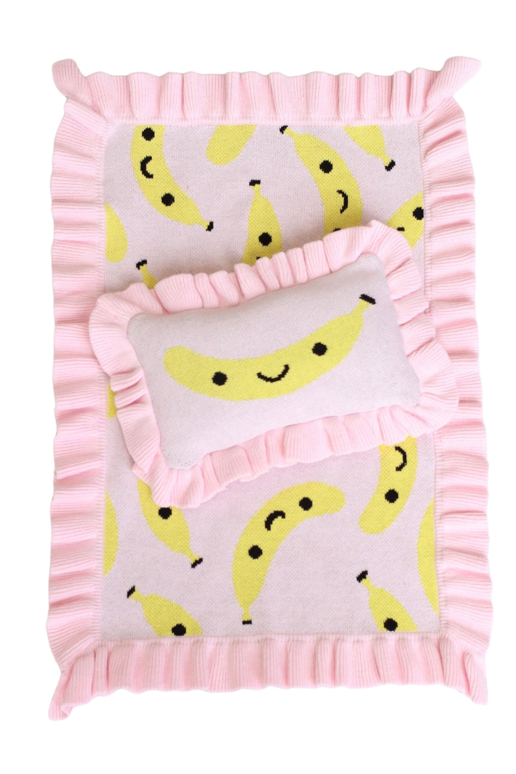 IN STOCK frilled Smilie Banana doll Blanket + Pillow set