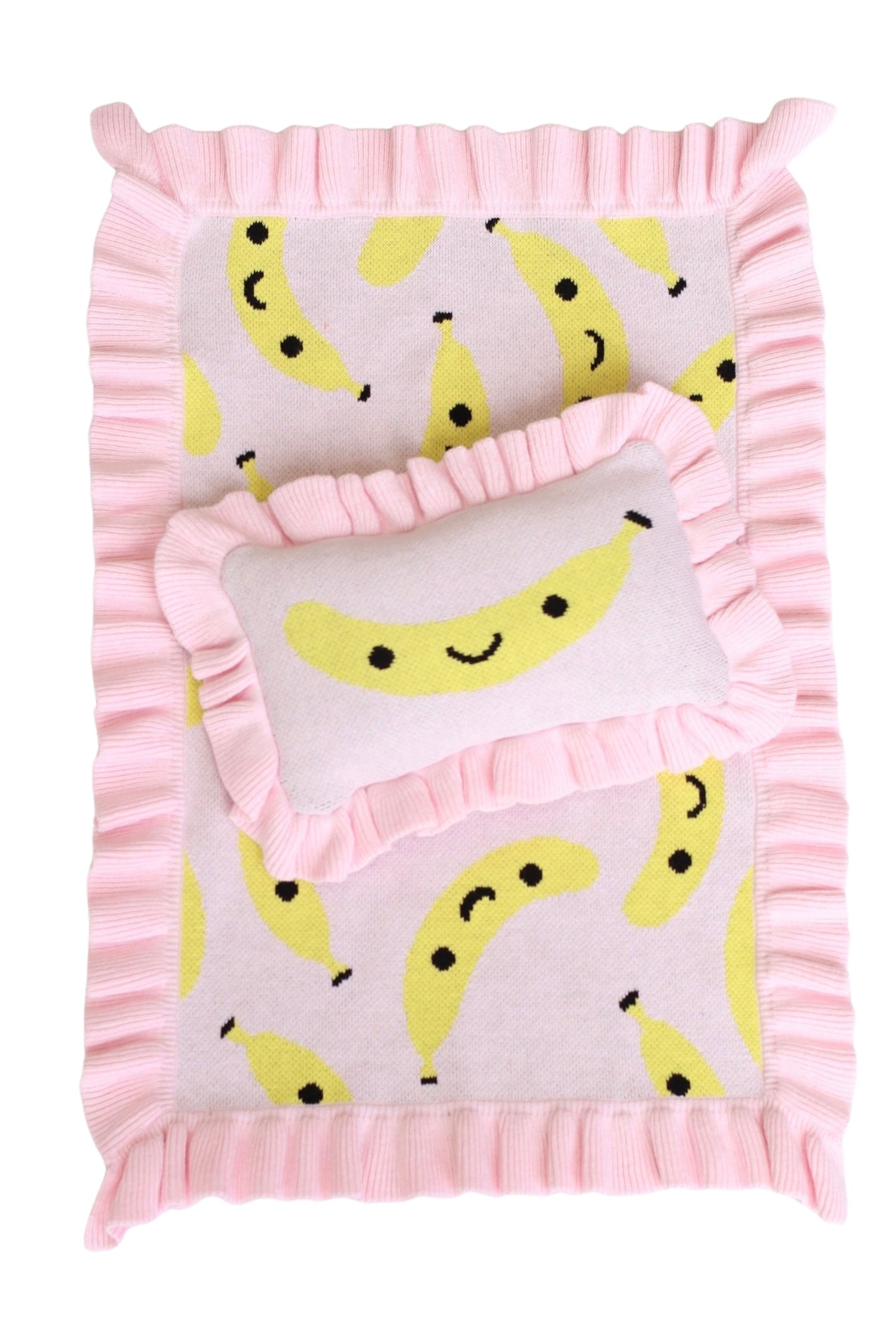 IN STOCK frilled Smilie Banana doll Blanket + Pillow set