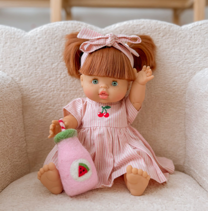 Dusty Pink Pinstripe Cherry 🍒 Gingham Chloe Gingham dress