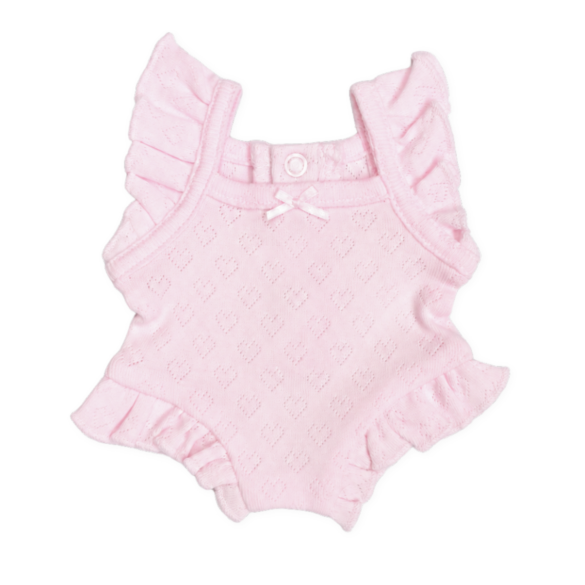 PRE ORDER Pink heart pointelle heart Playsuit - Fits 34-38cm Minikane Gordis, Mini Colettos, Miniland Dolls, Llorens dolls