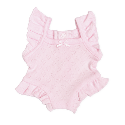 PRE ORDER Pink heart pointelle heart Playsuit - Fits 34-38cm Minikane Gordis, Mini Colettos, Miniland Dolls, Llorens dolls