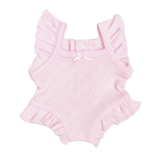 PRE ORDER Pink heart pointelle heart Playsuit - Fits 34-38cm Minikane Gordis, Mini Colettos, Miniland Dolls, Llorens dolls