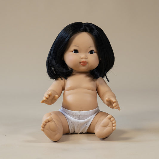 Llorens Mini Colettos Oshin Girl Doll 34cm with Black Hair | Spanish Doll Australia